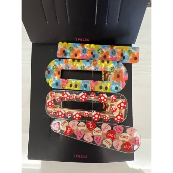 No Bo Hair Clips 6 Multicolored Clips - Picture 2 of 3